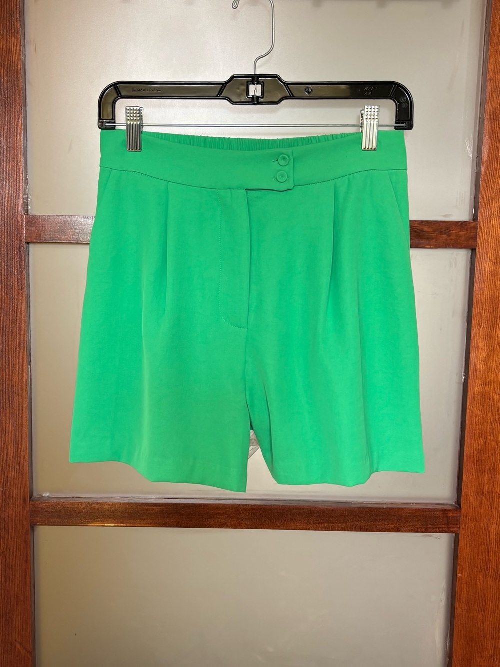 Skies Are Blue Bright Green High-Waist Tailored Shorts